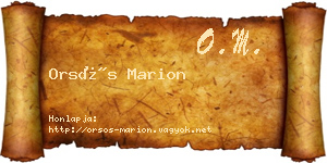 Orsós Marion névjegykártya